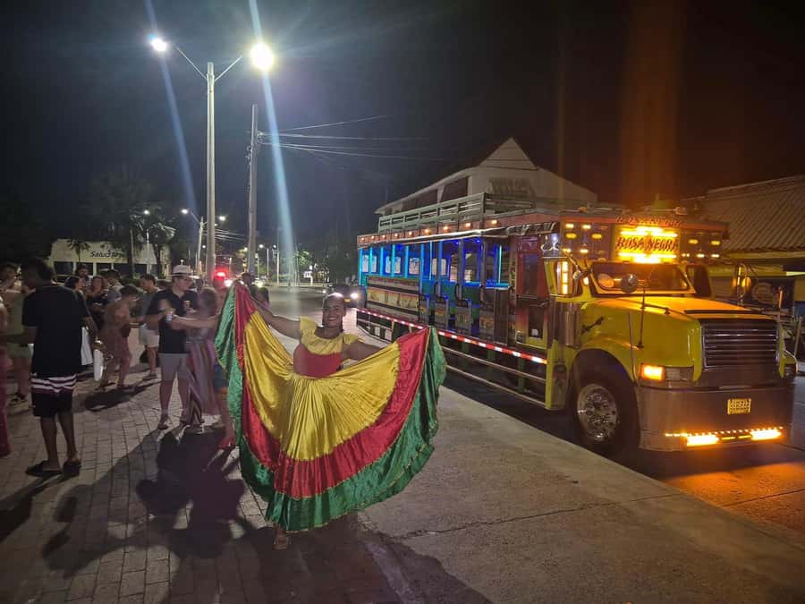 Cartagena: Night party in authentic Colombian chiva with entertainer - The Cartagena letters and quick city views