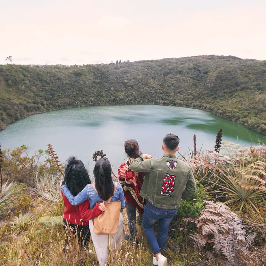 Guatavita Sacred Lake Tour & Casa Loca Shared Tour - Walking up to Guatavita Lagoon
