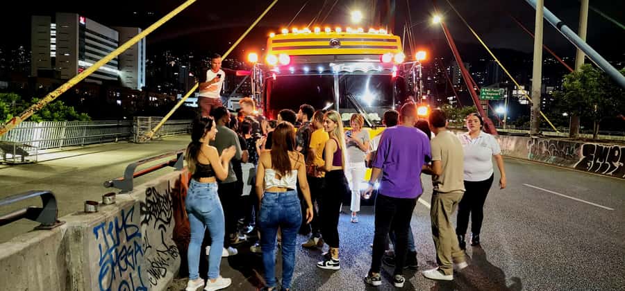 Medellin: Rumbero Party Bus with all the beer you can drink - Crossover music, lights, and the first round
