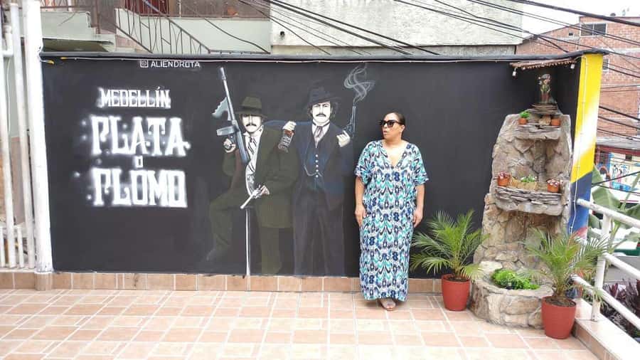 Private Pablo Escobar Tour - Dark days and the new Medellin - The Escobar mural and the personal side of the story